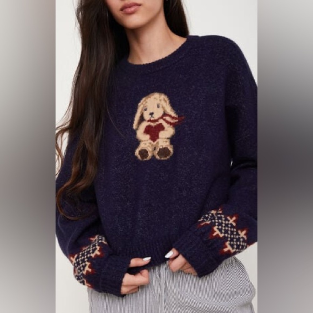 LA Hearts Ski Bunny Sweater in Navy